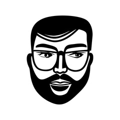 Smiling guy, Happy bearded man character	