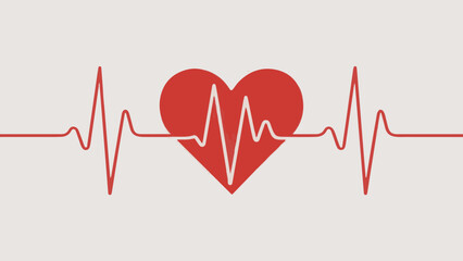 Minimal Vector Illustration of ECG Heartbeats on White Background: Flat Design, No Icon Hearts