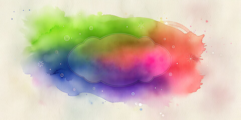 abstract watercolor background. color water stains with lines and white dots. horizontal format. - 779711496