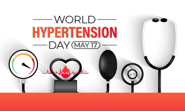 Vector illustration on the theme of World Hypertension day observed on every year May 17. Hypertension show High blood pressure . Banner poster, flyer and background design.