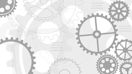 Engine gears wheels rotating animation on a white background working process concept 4K