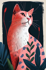 Cartoon colorful cat art design poster illustration