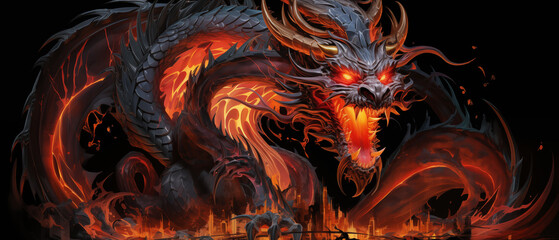 Fierce Red Dragon Unleashing Fire in a Fantasy Realm