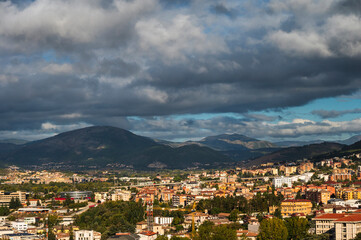 Fototapeta na wymiar views of L'Aquila city during a sunny autumnal morning, Italy