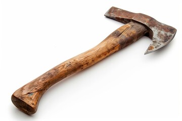 Vintage axe for multiple carpentry tasks with wooden handle on white backdrop - Powered by Adobe