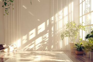 3d illustration beautiful bright room with sunlight passing through