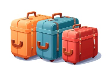 Collection of travel suitcases on a white background. Travel, vacation concept.