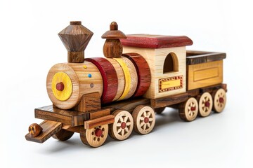 Wooden train on a plain background