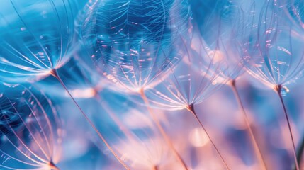 Close up of dandelion on blue. Nature background. - Powered by Adobe