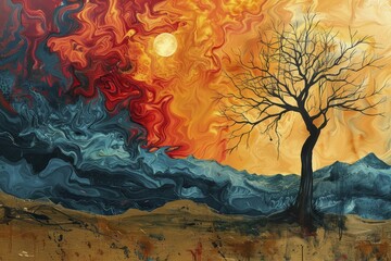 Obraz na płótnie Canvas Heatwave inspired artwork, using climate change as a muse for creativity.