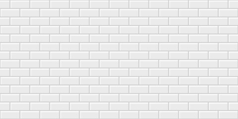 White brick wall texture, seamless pattern for interior decoration, kitchen backsplash, building design. Abstract background, vector flat illustration