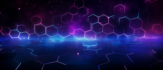 Obraz premium Vibrant Hexagonal Digital Landscape Wallpaper