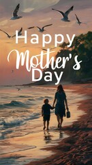 family on the beach at sunset