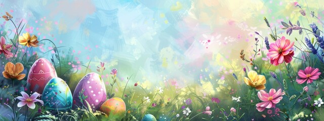 Obraz na płótnie Canvas Egg easter background floral wallpaper illustration design animal card decoration holiday graphic print element blue paint