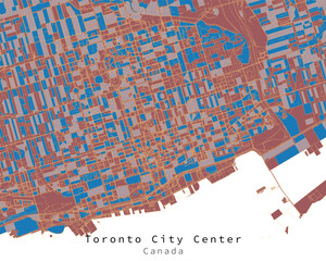Toronto City Center Canada,Urban detail color Streets Roads Map  ,vector element template image