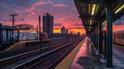 Fototapeta premium Misty Morning at Train Station