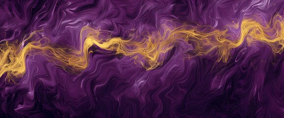 Lemon yellow wisps creating mesmerizing patterns against a backdrop of rich aubergine.