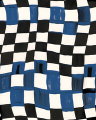 Blue plaid Seamless Hand Drawn pattern. Watercolor Gingham Window pane grid plaid Stripes pattern
