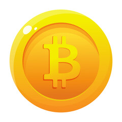 cartoon bitcoin cryptocurrency electronic cash symbol vector