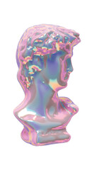 Statue of the head of David. David sculpture and hologram stylish gradient. Realistic 3d design isolated on white background. Vector illustration