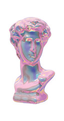 Statue of the head of David. David sculpture and hologram stylish gradient. Realistic 3d design isolated on white background. Vector illustration