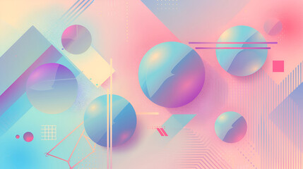 Minimalist Background with Sparse Geometric Shapes and Delicate Holographic Hues