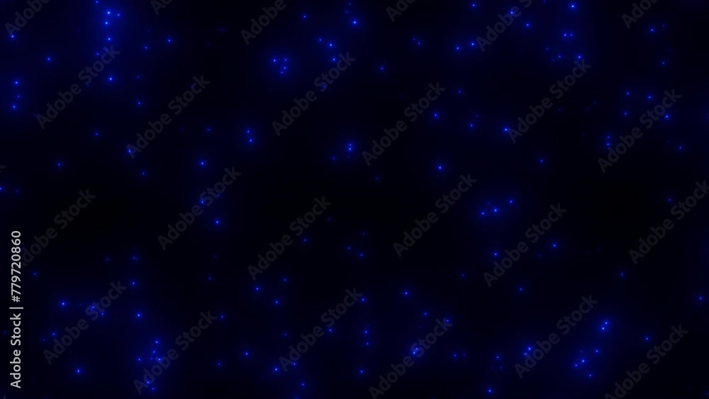 Poster loop flickering glow blue stars particles animation on black abstract background animation.glow blue