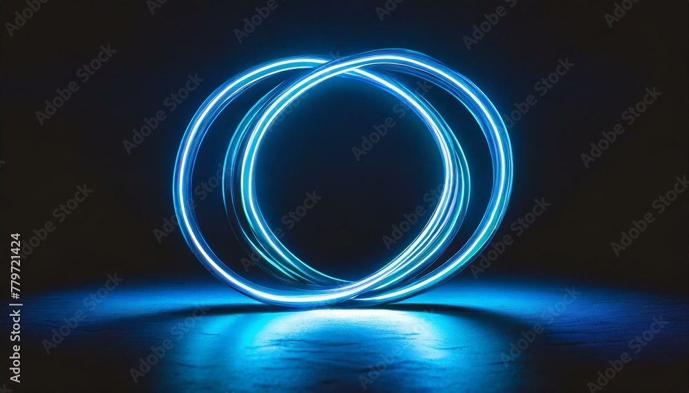 Wall mural studio photo of neon symbol loop sign light background 3d line abstract infinite glow digital blue s