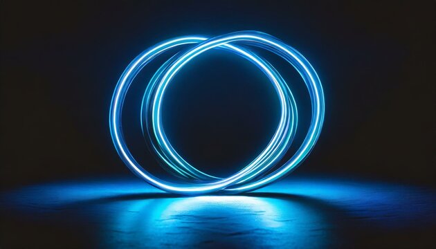 Studio photo of Neon symbol loop sign light background 3d line abstract infinite glow digital blue shape concept icon 8. Capturing 