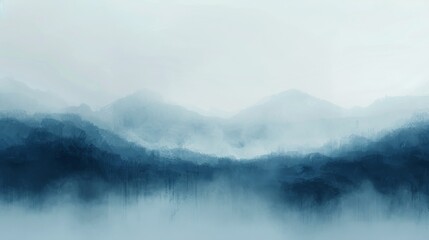 A dreamy digital artwork blending memories of a misty hike with a quest for treasure, inspired by Interstellar. Soft pastel abstract with a profound, minimal feel. - obrazy, fototapety, plakaty