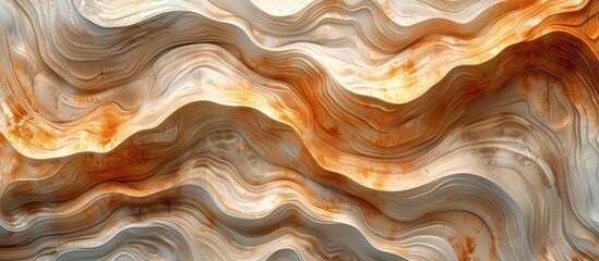 A close up of a peachcolored marble with a swirl pattern, resembling liquid rock. The natural material has hints of brown and electric blue, making it perfect for event decorations - obrazy, fototapety, plakaty