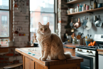 cat in a kitchen