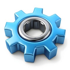 Closeup View of a Blue Industrial Cogwheel Gear Mechanism Representing Engineering and Manufacturing Processes