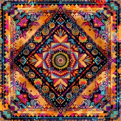 Abstract ethnic seamless background, Aztec fabric with intricate mandala and tribal boho native patterns for exquisite textiles ar 52