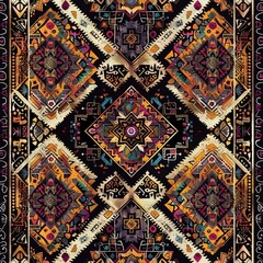 Aztec and African tribal boho native designs, seamless abstract motif with mandala embroidery for ethnic fabric wallpaper ar 52
