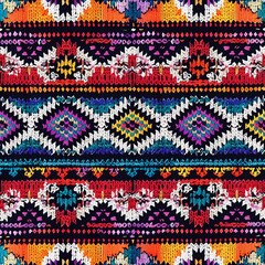 Mexican and Peruvian inspired knit pattern, seamless Aztec ethnic ornament, rich in colors and geometric textile art ar 54