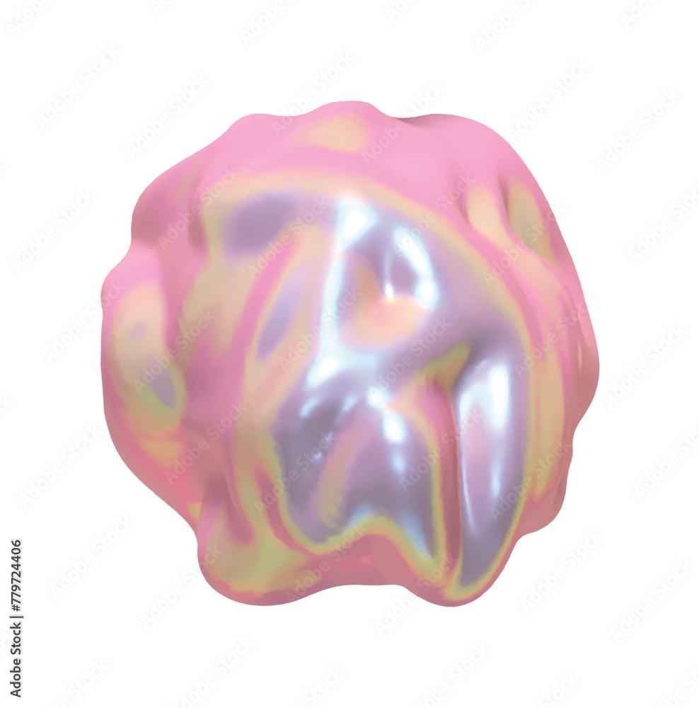 Poster metaball shapes of objects realistic 3d design iron metal hologram gradient. meteorites asteroids co