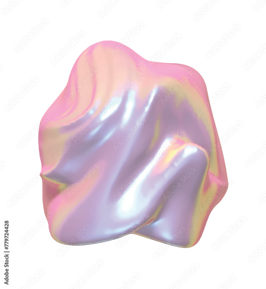 Poster metaball shapes of objects realistic 3d design iron metal hologram gradient. meteorites asteroids co