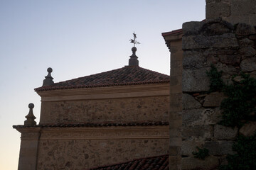 Weather vane on roof to know the direction of the wind horizontally in Hervas Extremadura Spain