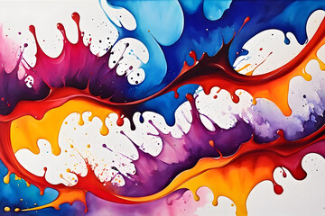 White background with colorful splashes