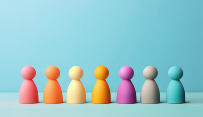 colorful wooden profiles side by side diversity and inclusion concept