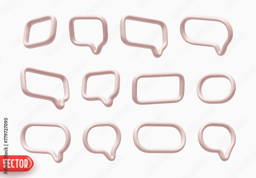 Poster speech bubbles. minimal set of chat dialog bubble line icons. realistic 3d design isolated on white 