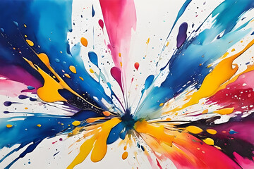 Colorful Abstract Splash Design with Butterfly and Flower Elements