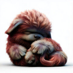 Fototapeta premium 3D furry forest animal with beautiful colors and white background. with Generative AI technology 
