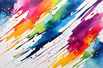 Colorful Abstract Background with Rainbow Splashes and Artistic Brush Strokes