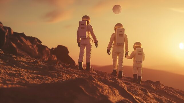 A family of astronauts conquer Mars. The concept of colonization of Mars