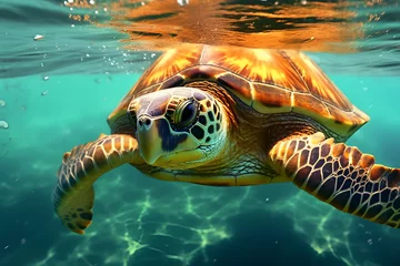 Foto op Canvas photo of Sea turtle in the Galapagos island © Nadezda Ledyaeva