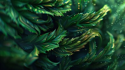 Verdant Tranquility: Macro fir leaves dance in soothing fluidity.