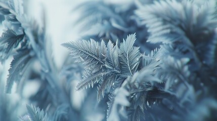 Winter's Embrace: Fir leaves wear a mantle of snow, their frozen beauty revealed in macro.