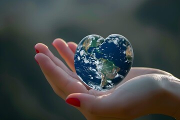 heart shaped planet earth 3d illustration, earth day love concept april 22